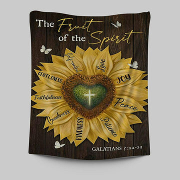 The Fruit Of The Spirit Sunflower Heart Shape Cross Tapestry Wall Art - Bible Verse Tapestry Art - Inspirational Art -  Christian Indoor Wall Tapestries
