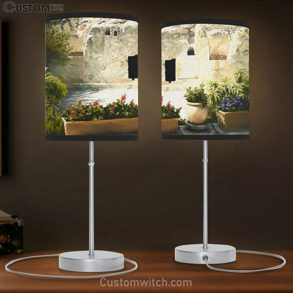 The Garden Tomb Table Lamp Art - Christian Lamp Gift Decor - Easter Lamp Gift