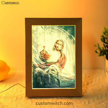 The Hand Of God Frame Lamp - Take His Hand Through The Water Frame Lamp Art - Christian Art - Bible Verse Art - Religious Home Decor