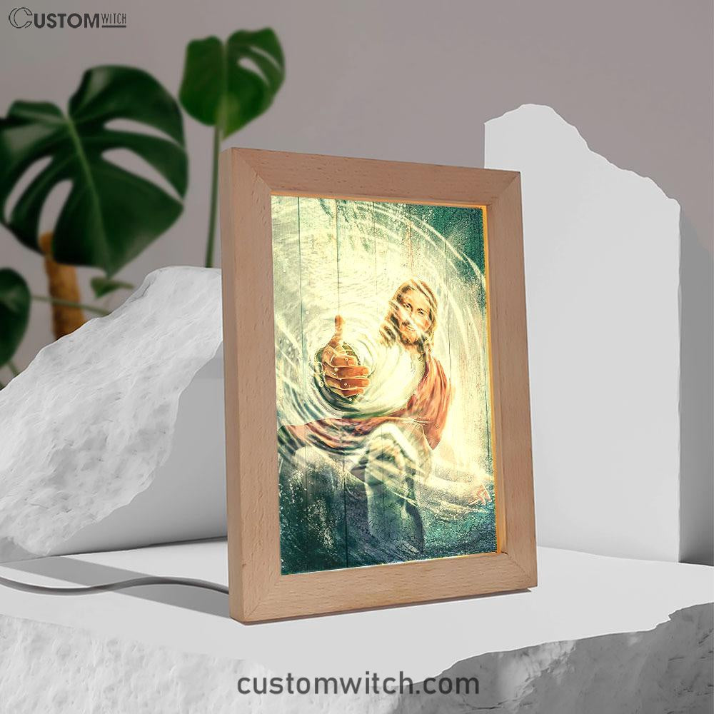 The Hand Of God Frame Lamp - Take His Hand Through The Water Frame Lamp Art - Christian Art - Bible Verse Art - Religious Home Decor