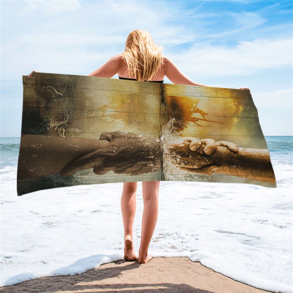 The Hand Of Jesus Ocean Beach Towel - Jesus Is Our Savior Beach Towel - Jesus Christ Beach Towel - Christian Beach Towel