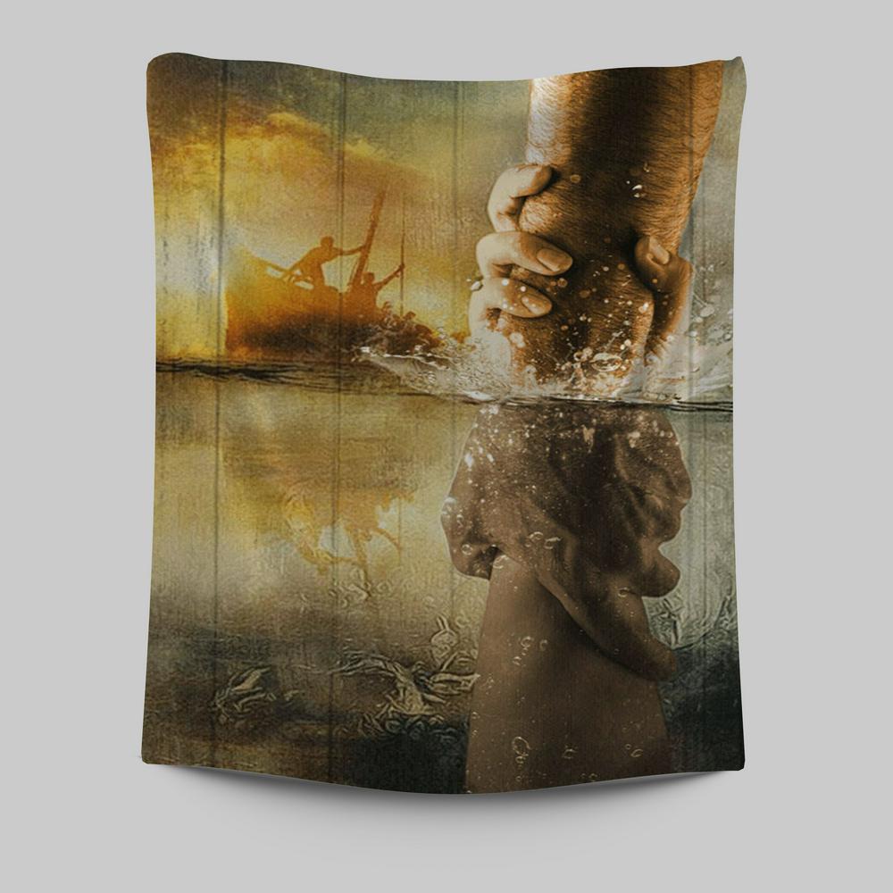 The Hand Of Jesus Ocean Tapestry - Jesus Is Our Savior Tapestry Prints - Jesus Christ Tapestry Art - Christian Wall Decor