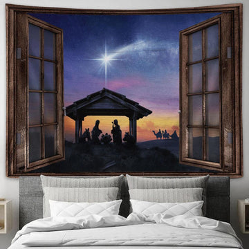 The Holy Night Jesus Large Tapestry - Christian Tapestry Prints - Religious Tapestry Art