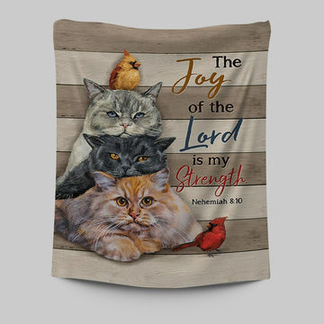 The Joy Of The Lord Is My Strength Tapestry - Angry Cat Cardinal Painting Tapestry Wall Art - Christian Tapestries Prints