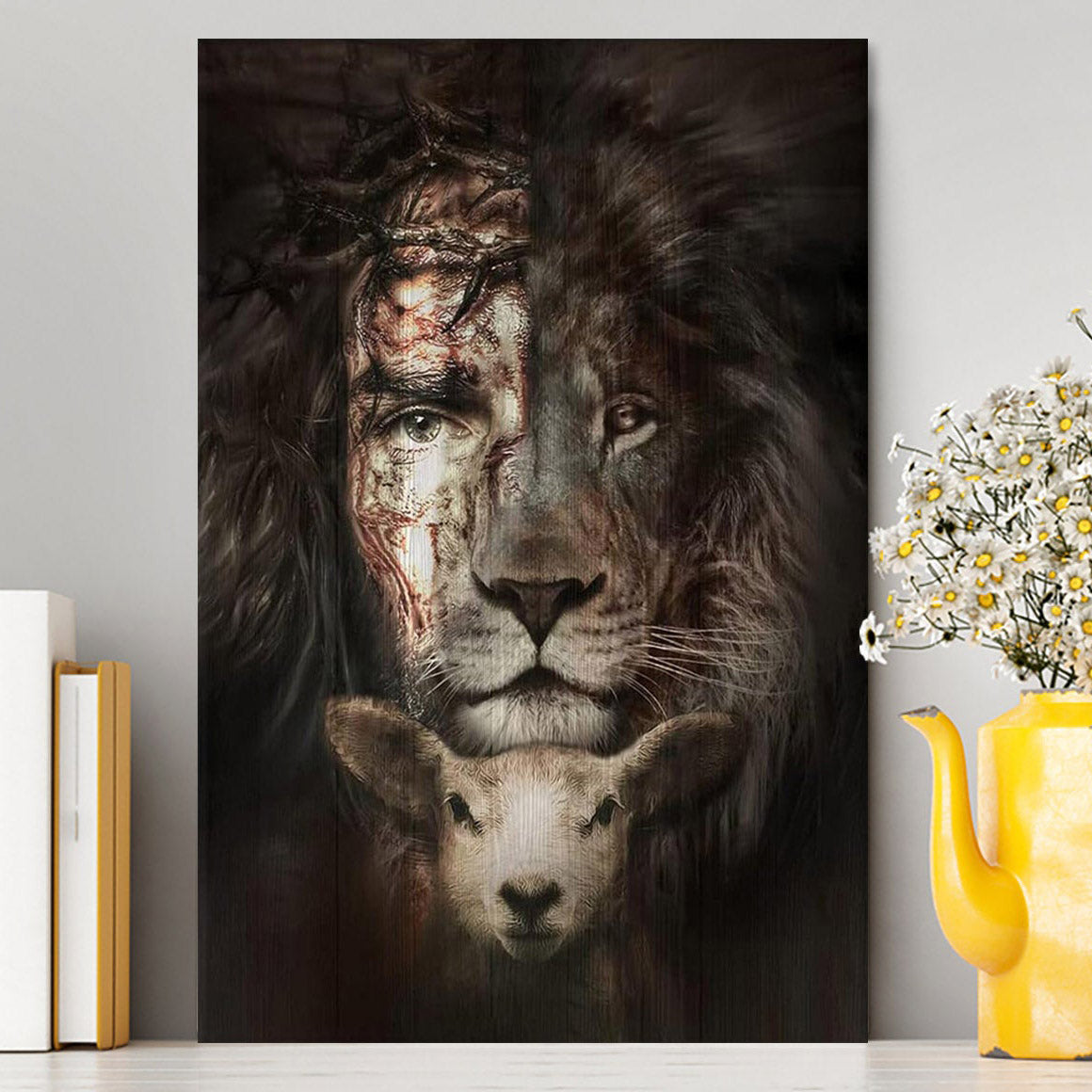 The King Lion And The Lamb Canvas Prints - Lion Canvas Art - Christian Inspirational Canvas