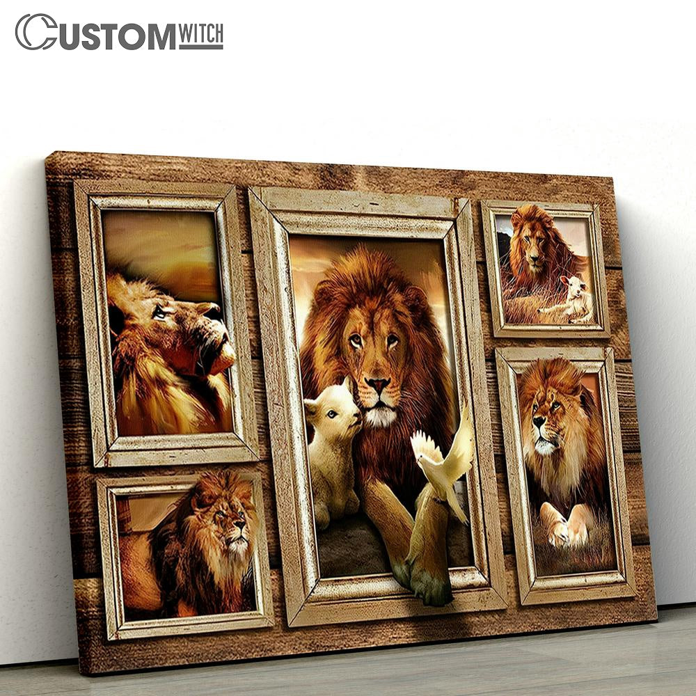 The King Lion Lamb Of God Dove Canvas Art - Lion Canvas Wall Decor