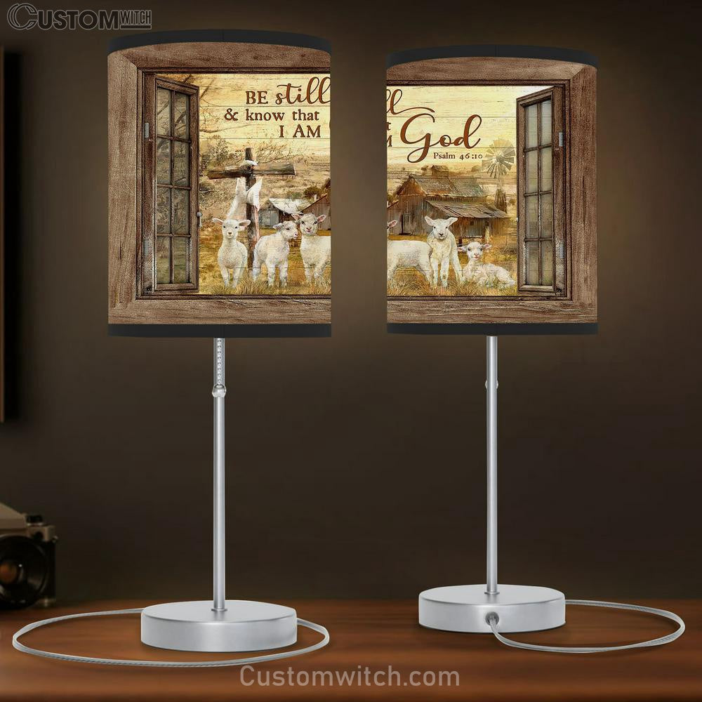 The Lamps Of God Old Barn Be Still &amp; Know That I Am God Table Lamp Art - Bible Verse Lamp Gift - Christian Bedroom Decor