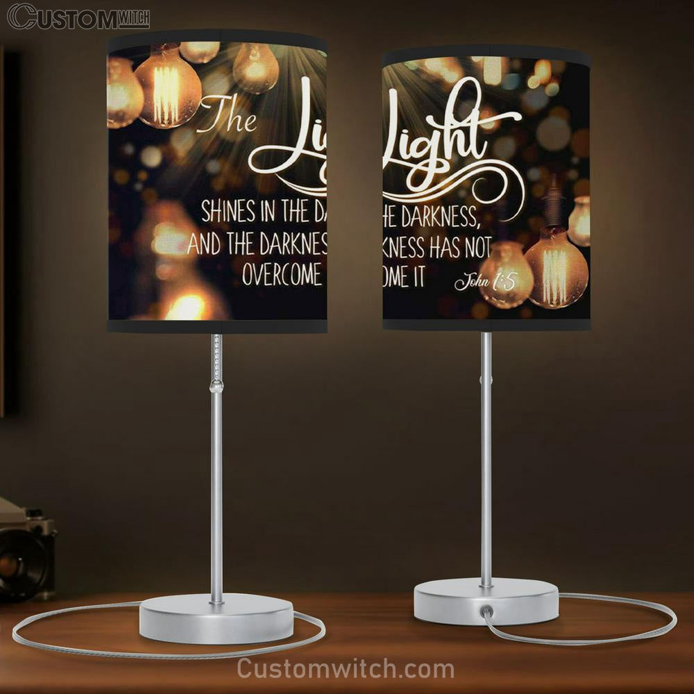 The Light Shines In The Darkness John 15 Bible Verse Table Lamp Gift - Christian Bedroom Decor