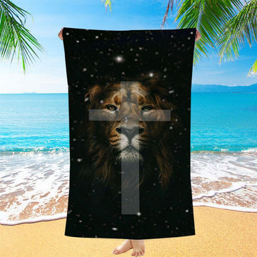 The Lion King Cross Beach Towel - Lion Beach Towel - Christian Inspirational Beach Towel