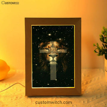 The Lion King Cross Frame Lamp Prints - Lion Frame Lamp Art - Christian Inspirational Frame Lamp
