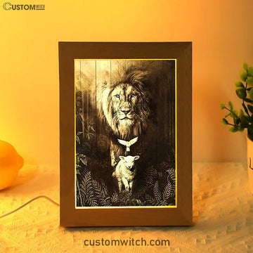 The Lion Lamb Dove Frame Lamp Prints - Lion Frame Lamp Art - Christian Inspirational Frame Lamp