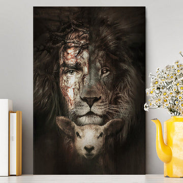 The Lion Of Judah And Lamb Canvas - Christian Wall Art - Religious Home Decor