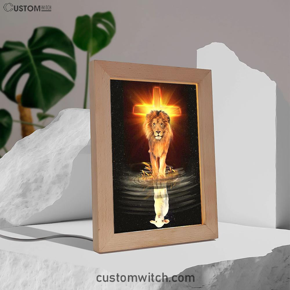 The Lion Of Judah And The Lamb Of God Frame Lamp Prints - Bible Verse Decor - Scripture Art