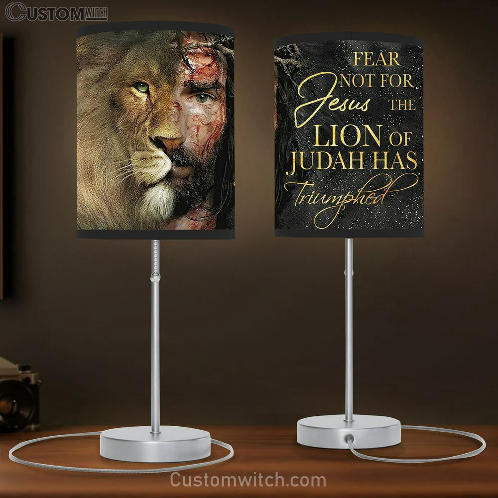 The Lion Of Judah Has Triumphed Table Lamp Gift - Half Jesus Half Lion - Jesus Christ Table Lamp - Christian Table Lamp Prints