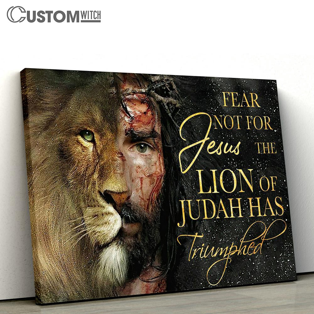 The Lion Of Judah Has Triumphed Canvas Wall Art - Half Jesus Half Lion - Jesus Christ Canvas - Christian Canvas Prints