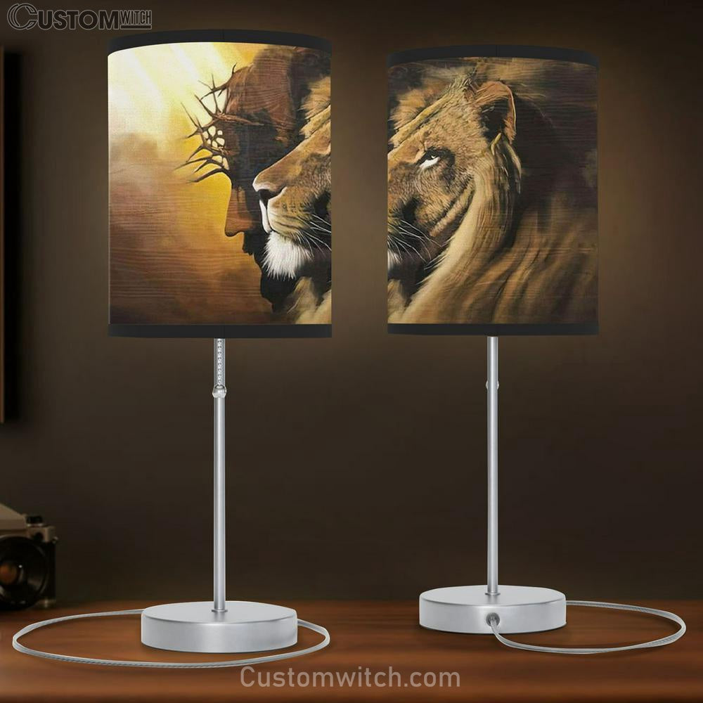 The Lion Of Judah Jesus Christ Table Lamp Gift - Lion And Jesus Picture - Christian Bedroom Decor