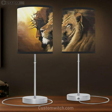 The Lion Of Judah Jesus Christ Table Lamp Gift - Lion And Jesus Picture - Christian Bedroom Decor