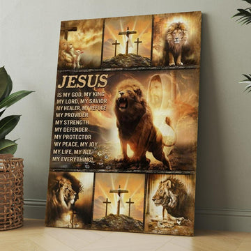The Lion Of Judah Jesus Christ Jesus Is My God Canvas, Christmas Gift for Christian