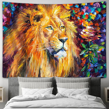 The Lion Of Judah Tapestry Art - Lion Tapestry Wall Decor - Christian Scripture Tapestry