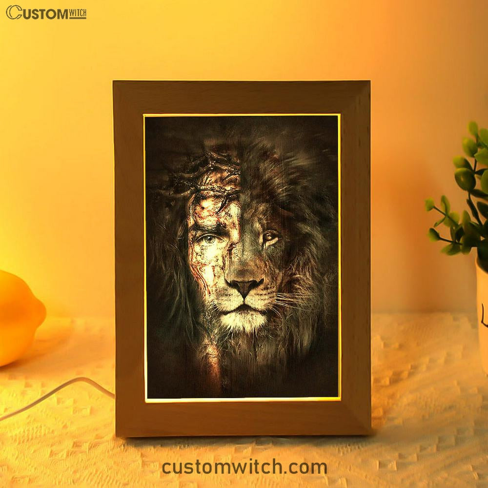 The Lion Of Judah The Perfect Combination Frame Lamp Art - Bible Verse Wooden Lamp - Inspirational Art - Christian Home Decor