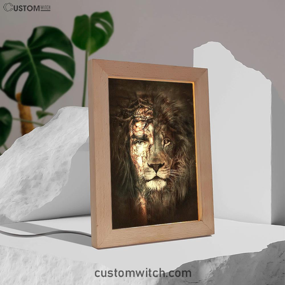 The Lion Of Judah The Perfect Combination Frame Lamp Art - Bible Verse Wooden Lamp - Inspirational Art - Christian Home Decor