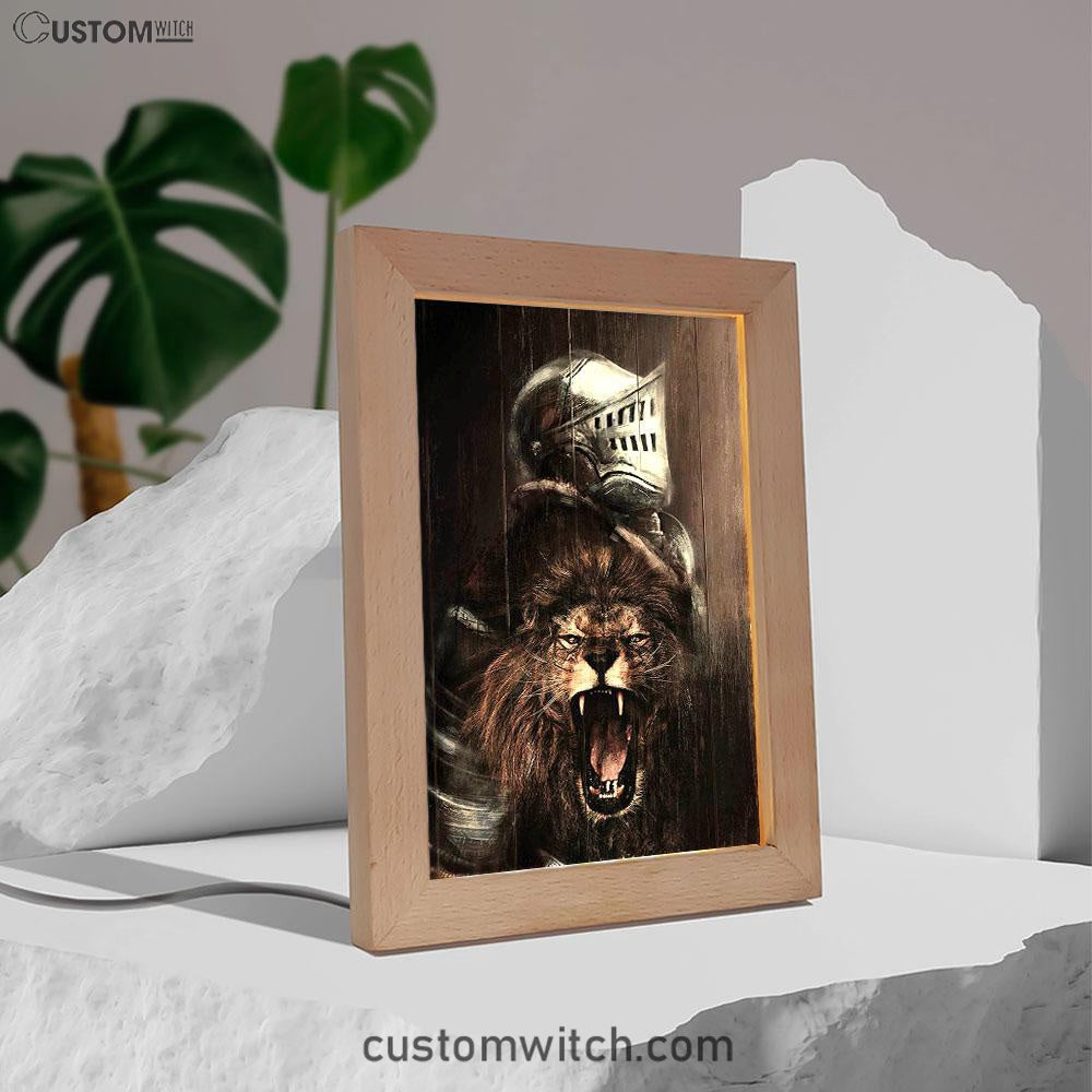 The Lion Of Judah Warrior Of Christ Frame Lamp Art - Christian Art - Bible Verse Art - Religious Home Decor