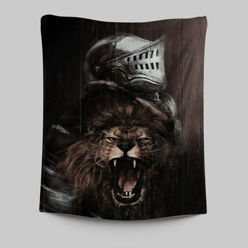 The Lion Of Judah Warrior Of Christ Tapestry Art - Christian Art - Bible Verse Wall Art - Religious Home Decor
