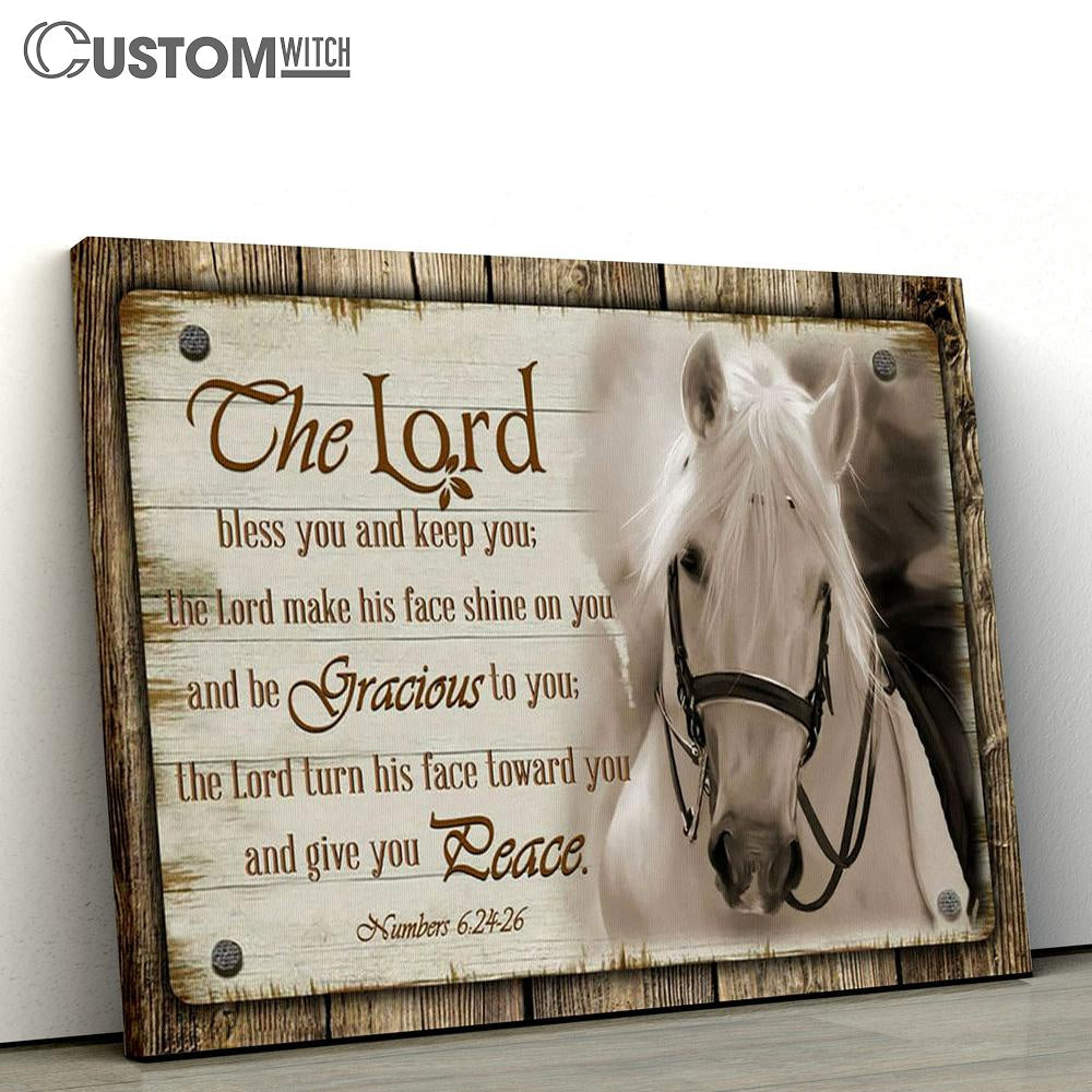 The Lord Bless You And Keep You Horse Farmhouse Canvas Art - Scripture Canvas Prints - Christian Wall Art