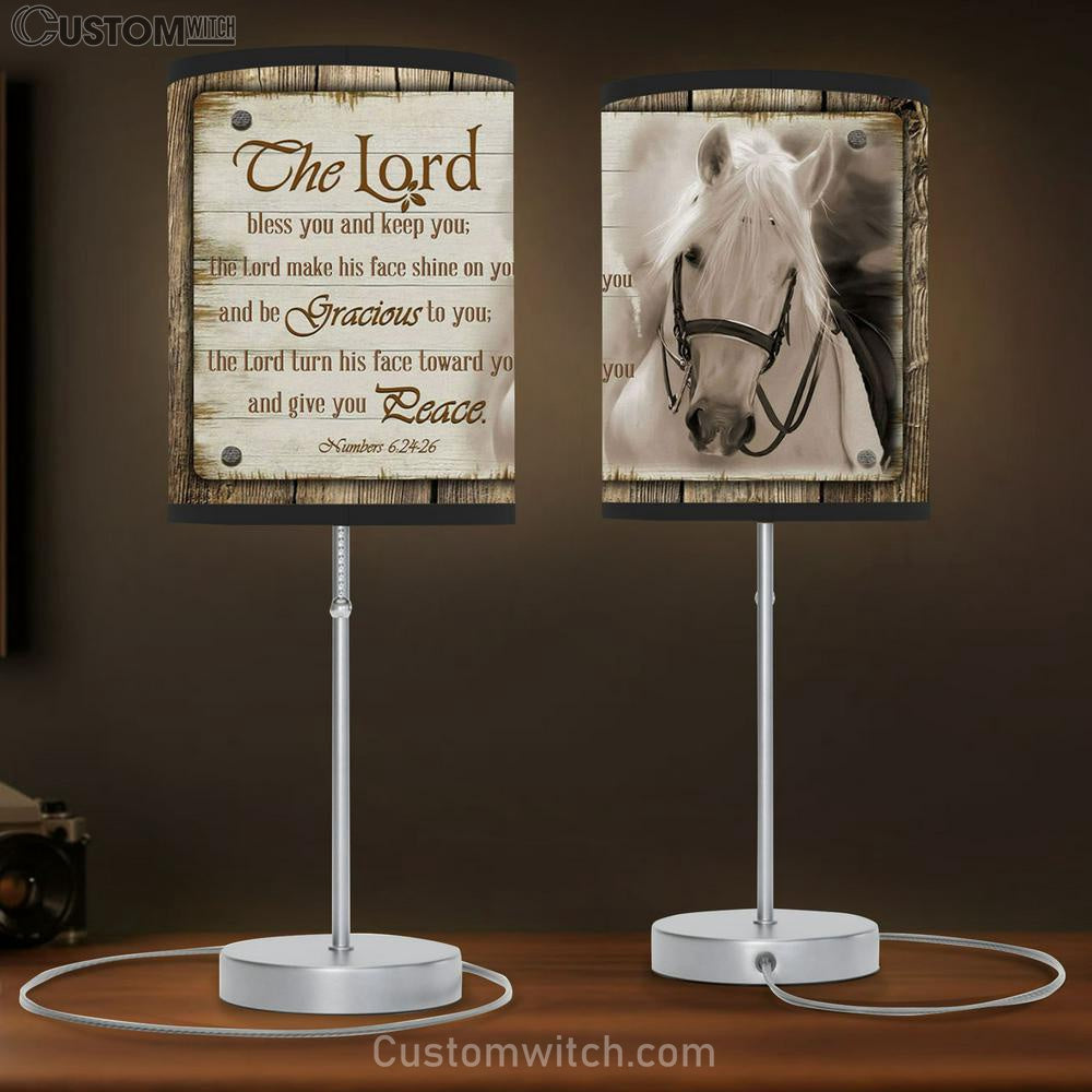 The Lord Bless You And Keep You Horse Farmhouse Lamp Gift Table Lamp - Christian Lamp Gift Decor - Scripture Table Lamp Prints