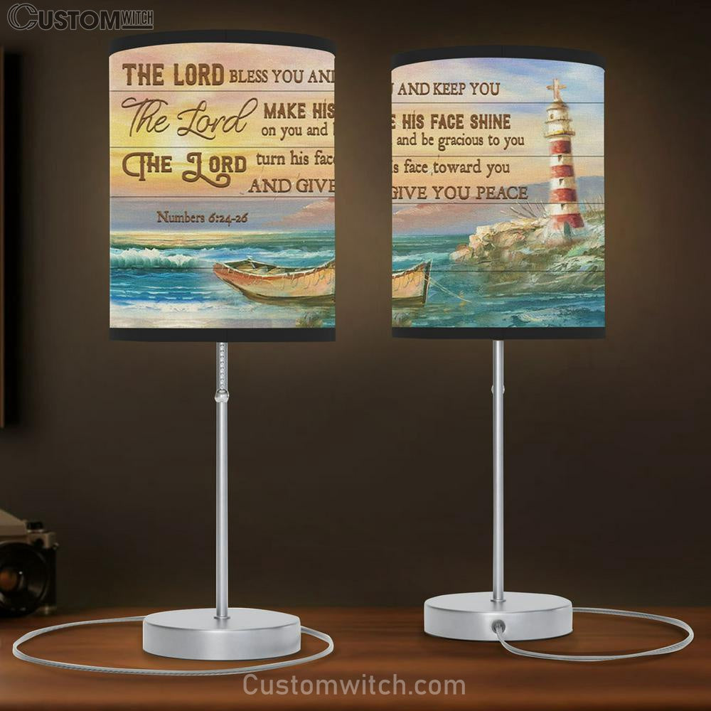 The Lord Bless You And Keep You Numbers 624-26 Bible Verse Table Lamp Gift - Christian Bedroom Decor