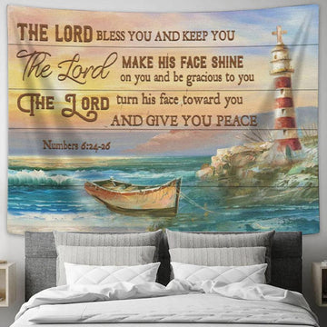 The Lord Bless You And Keep You Numbers 624-26 Bible Verse Tapestry Wall Art - Christian Wall Decor
