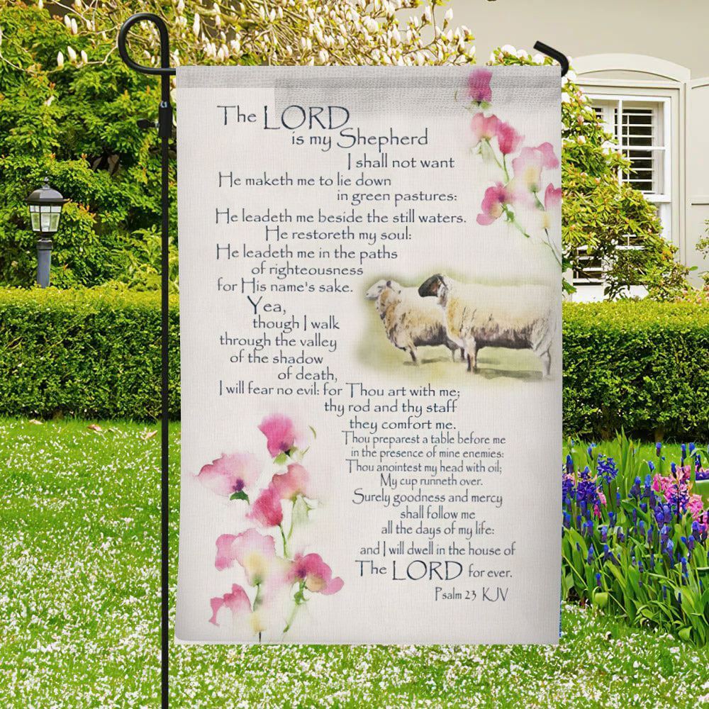The Lord Is My Shepherd Flag, Christian&#39;s Flag, Garden Decor, Garden Flag Stand, Christian Flag, Scripture Flag, Garden Banner