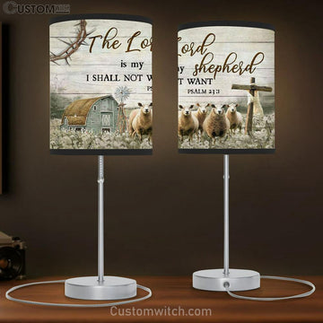 The Lord Is My Shepherd I Shall Not Want Psalm 231 Table Lamp Gift Print - Christian Bedroom Decor