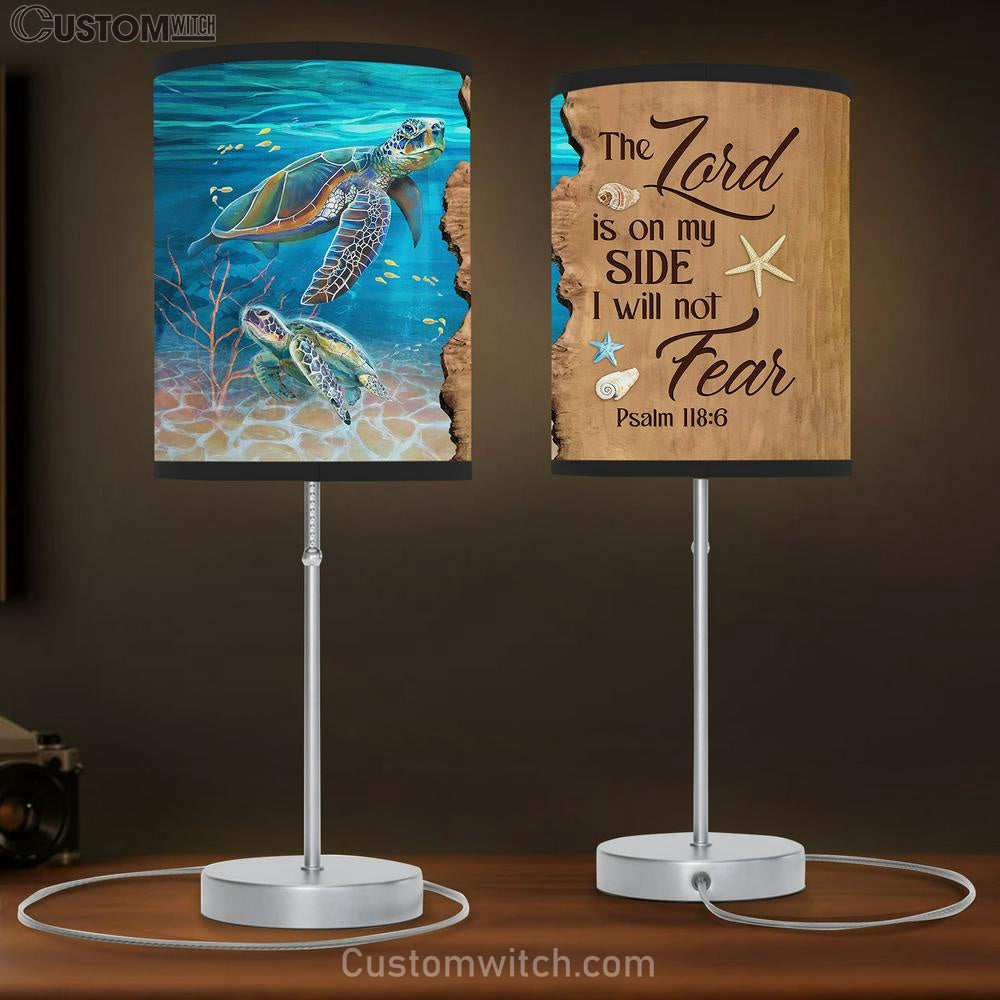The Lord Is On My Side Sea Turtle Deep Ocean Table Lamp Art - Bible Verse Lamp Gift - Christian Bedroom Decor