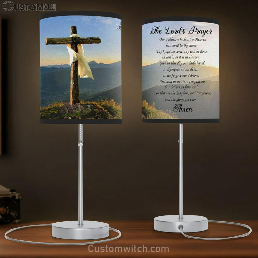 The Lord&#39;s Prayer Table Lamp Print - Christian Table Lamp Gift - Christian Bedroom Decor