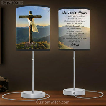 The Lord&#39;s Prayer Table Lamp Print - Christian Table Lamp Gift - Christian Bedroom Decor