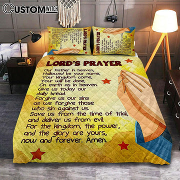 The Lord&#39;s Prayer Kid&#39;s Scripture Bedroom Print - Christian Quilt Bedding Set Bedroom Decor