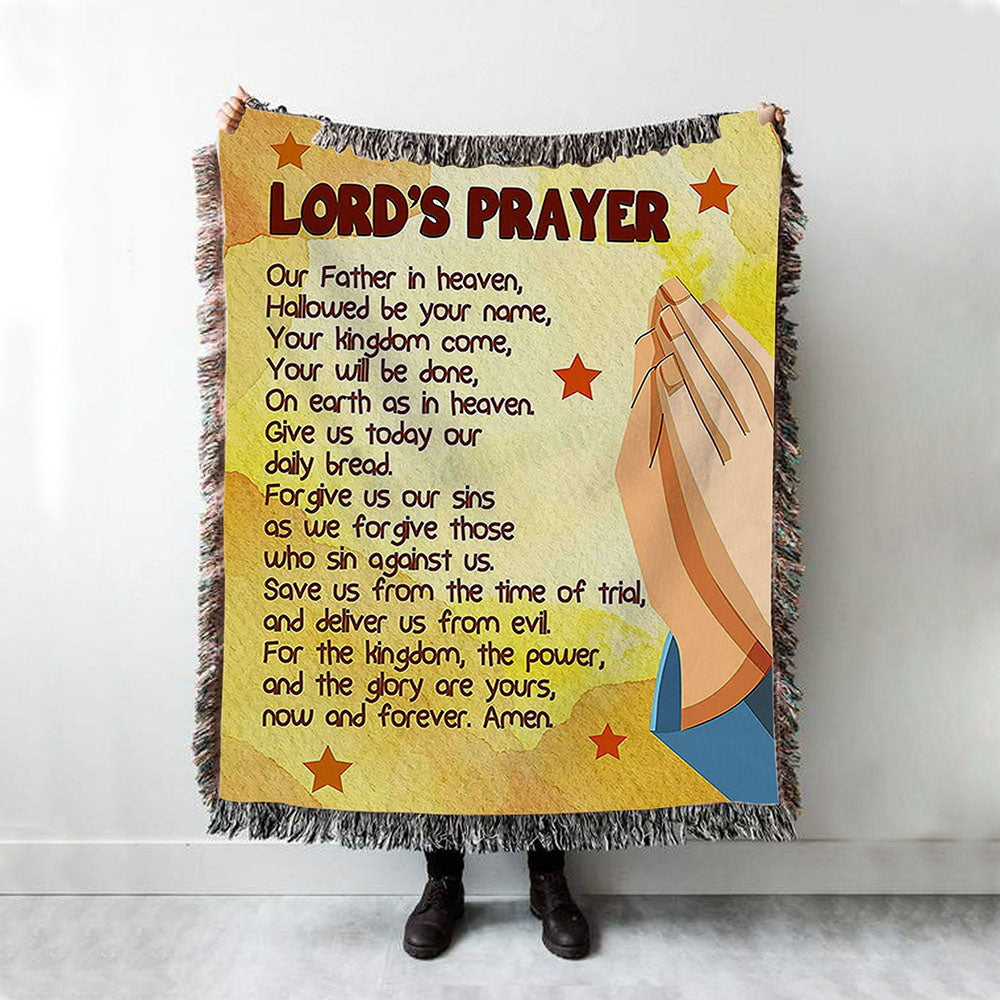 The Lord&#39;s Prayer Kid&#39;s Scripture Throw Blanket Print - Christian Woven Throw Blanket Decor