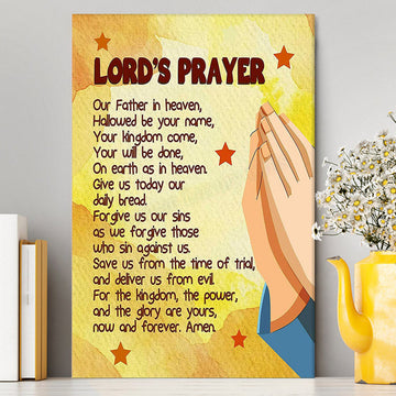 The Lord&#39;s Prayer Kid&#39;s Scripture Wall Art Print - Christian Canvas Wall Art Decor