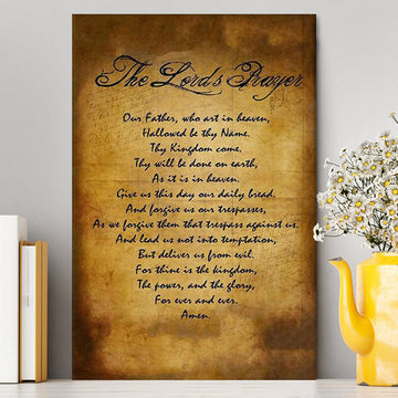 The Lord&#39;s Prayer Matthew 6 9 13 Brown Canvas Print - Christian Canvas Wall Art Decor