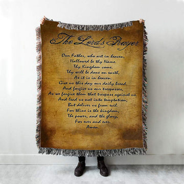 The Lord&#39;s Prayer Matthew 6 9 13 Brown Woven Blanket Print - Christian Woven Throw Blanket Decor