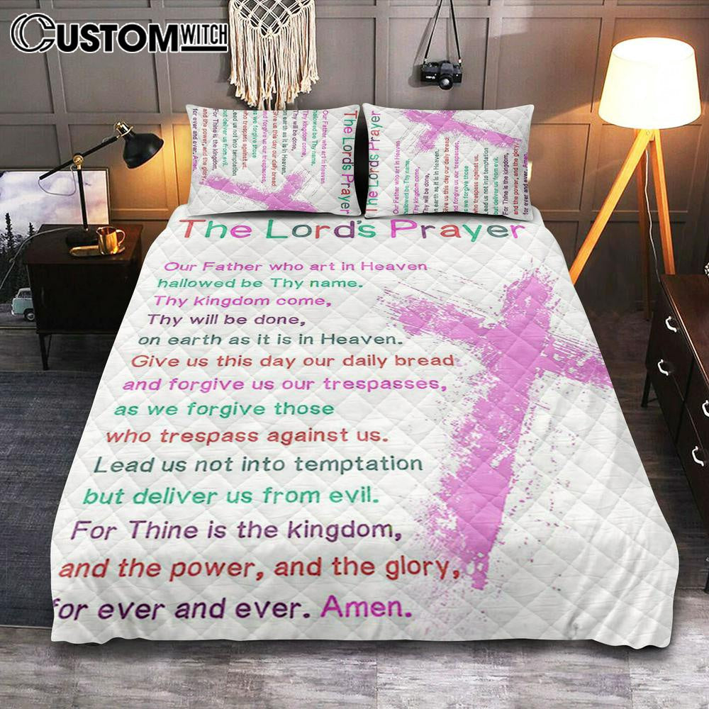 The Lords Prayer Bible Verse Bedroom - Christian Gifts For Toddler Or Baby Boys Bedroom - Christian Quilt Bedding Set Bedroom Decor