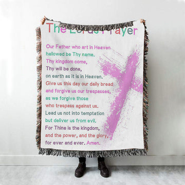 The Lords Prayer Bible Verse Throw Blanket - Christian Gifts For Toddler Or Baby Boys Bedroom - Christian Woven Throw Blanket Decor