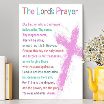 The Lords Prayer Bible Verse Wall Art - Christian Gifts For Toddler Or Baby Boys Bedroom - Christian Canvas Wall Art Decor