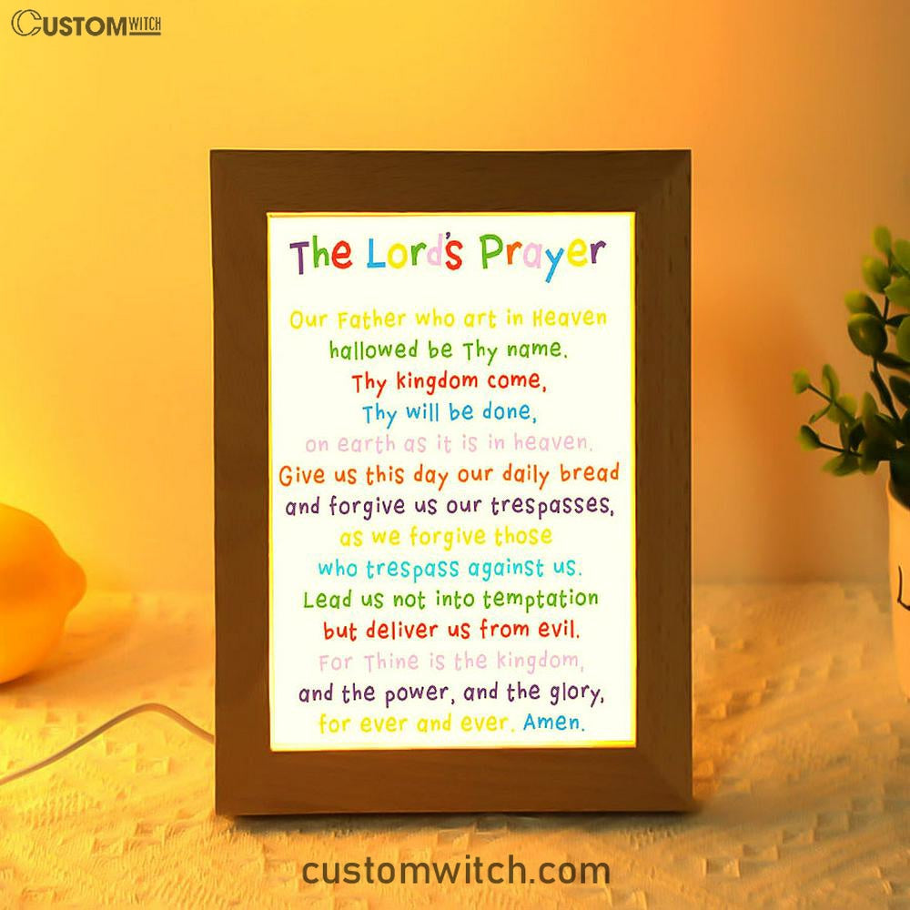 The Lords Prayer Frame Lamp Art - Christian Night Light Decor
