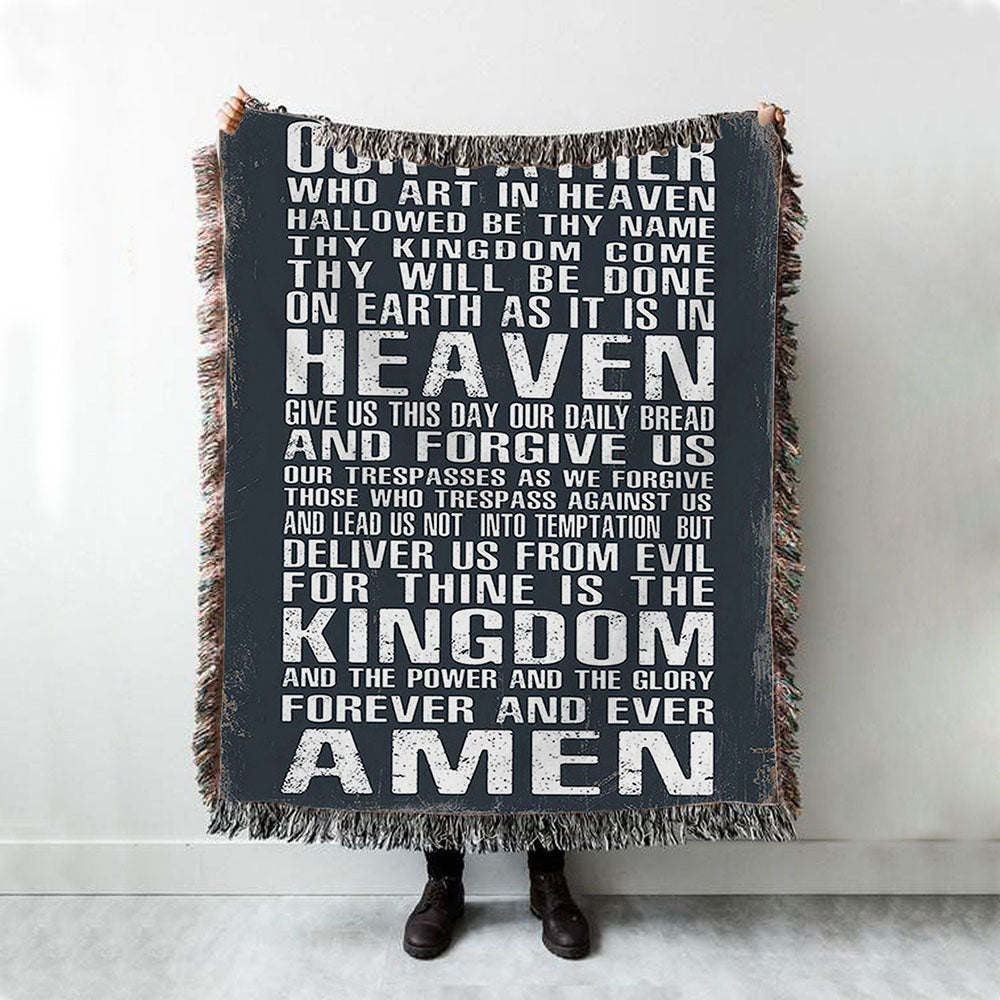 The Lords Prayer Throw Blanket - Our Father Who Art In Heaven - Christian Woven Throw Blanket Decor