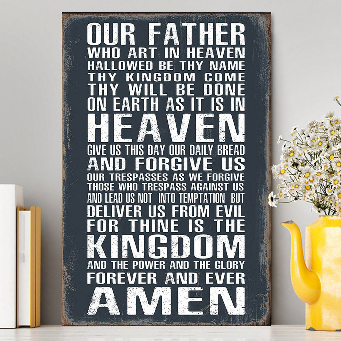 The Lords Prayer Wall Art - Our Father Who Art In Heaven - Christian Canvas Wall Art Decor