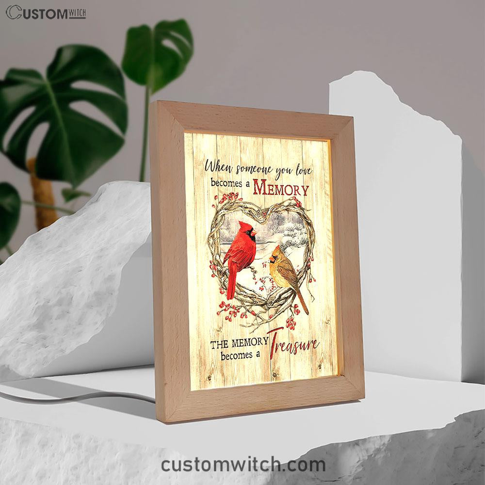 The Memory Becomes A Treasure Heart Of Thorn Red Cardinal Frame Lamp - Christian Art - Religious Home Decor
