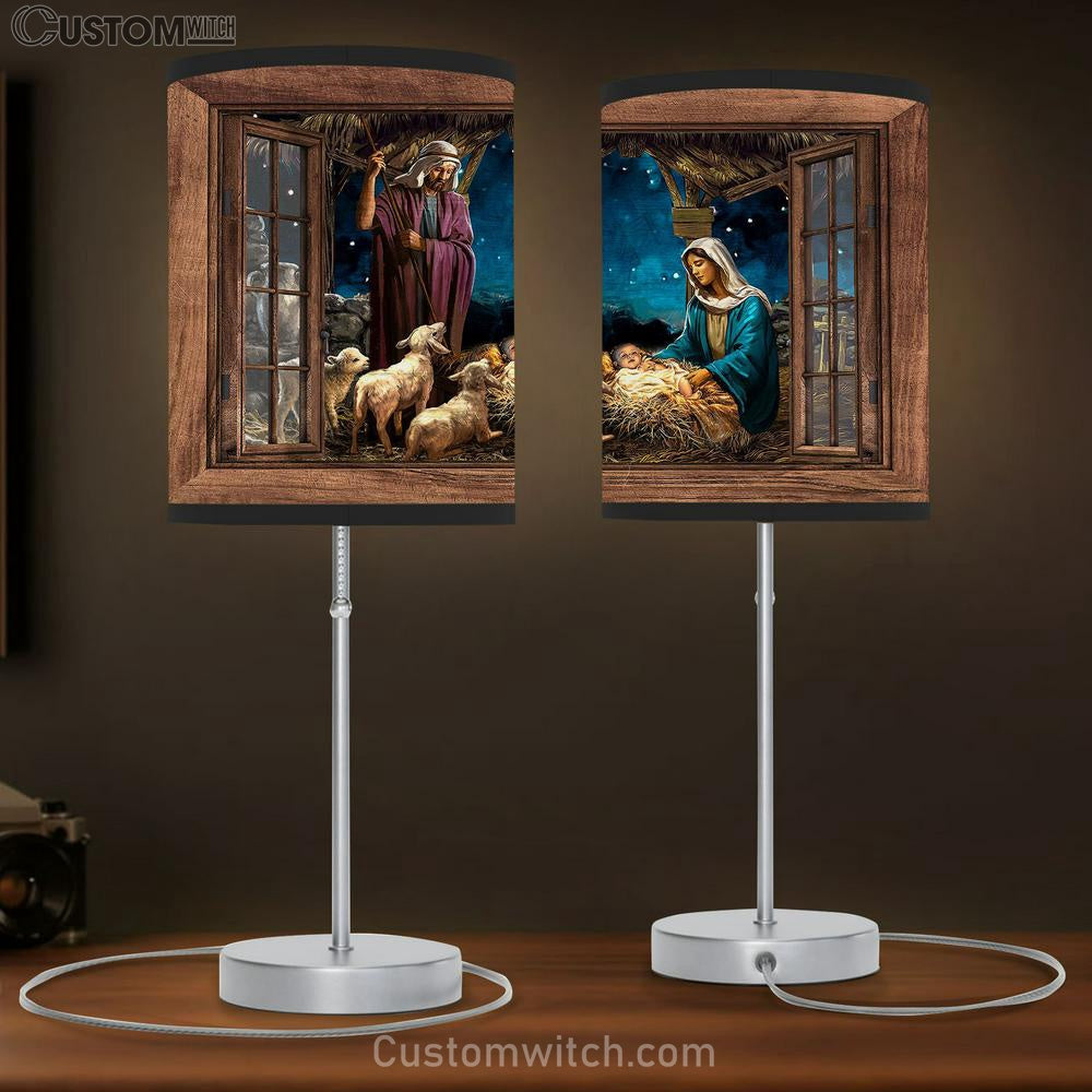 The Night Jesus Was Born Table Lamp Art - Bible Verse Lamp Gift - Christian Bedroom Decor