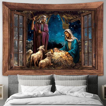 The Night Jesus Was Born Tapestry Art - Bible Verse Wall Art - Wall Decor Christian
